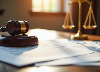 Le rôle crucial de l’article 700 CPC dans l’indemnisation judiciaire Bureau de juge avec documents et balance de justice