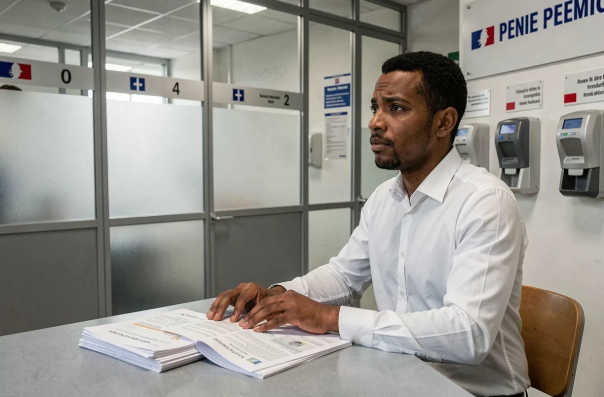 Homme déposant son dossier de demande de nationalité française au guichet d'une préfecture