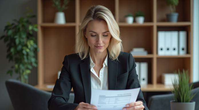 Femme d affaires en réunion dans un bureau moderne