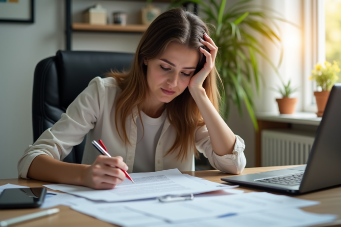 femme-decue-depart-travail Jeune femme frustrée au bureau avec lettre de demission