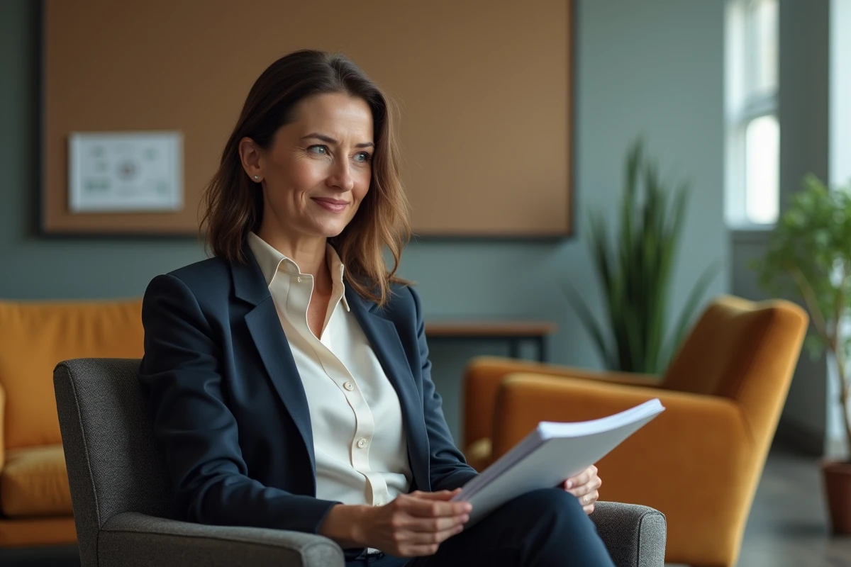 Femme manager en pause dans un espace de détente