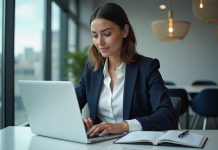 Profil marketing : qualités clés à valoriser en priorité pour réussir ! Femme professionnelle concentrée sur son ordinateur au bureau