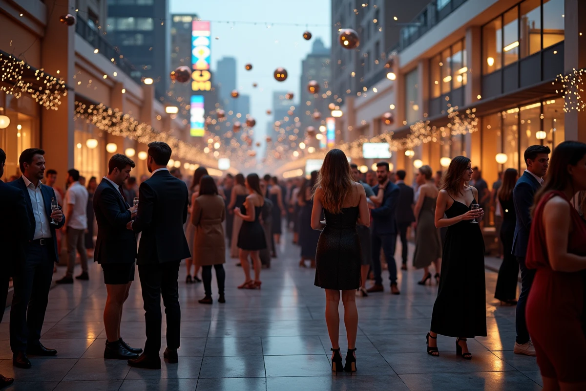 Groupe de personnes lors d une fete de nouvelle an