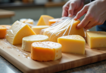 Différentes variétés de fromage emballées pour congélation