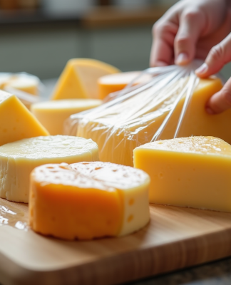 Différentes variétés de fromage emballées pour congélation