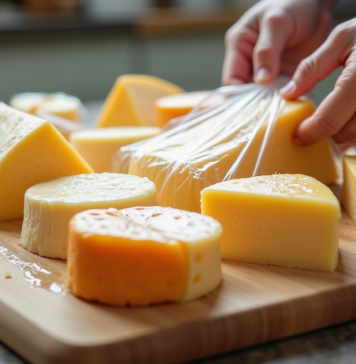 Différentes variétés de fromage emballées pour congélation