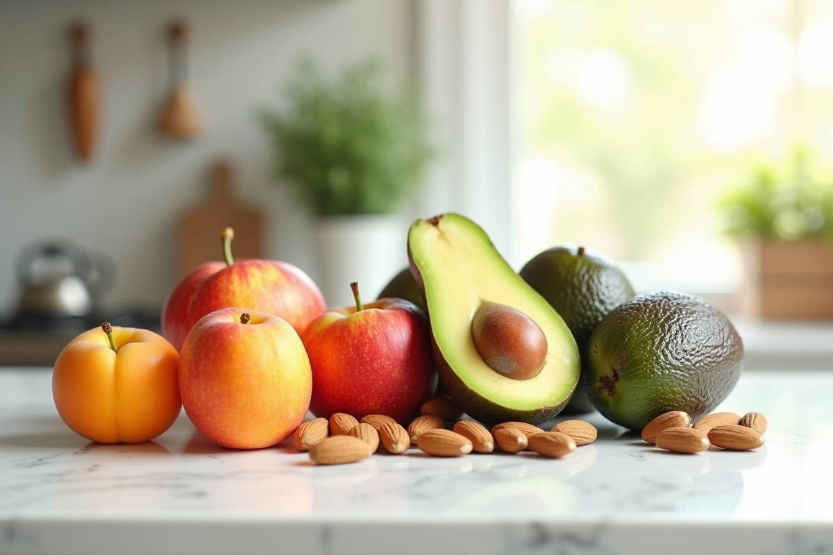 Assortiment de fruits frais avec pommes et abricots