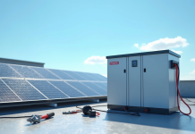 Installation solaire sur toit avec grande batterie de stockage