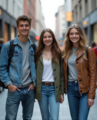 Groupe de jeunes en streetwear dans la ville dynamique