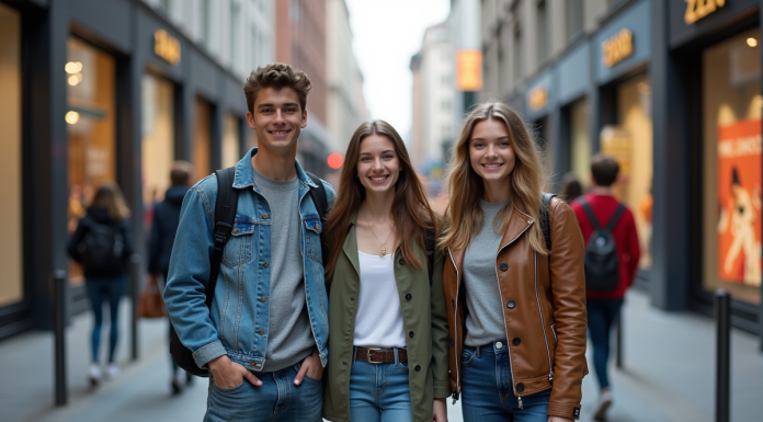 Groupe de jeunes en streetwear dans la ville dynamique