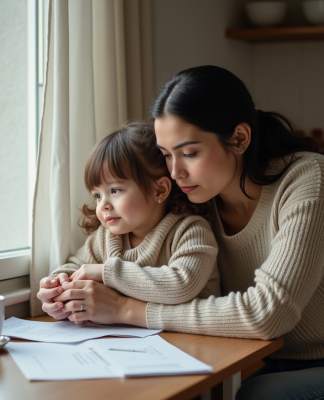 Femme et fille dans la cuisine chaleureuse et naturelle