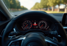 Tableau de bord moderne avec voyant ASR allumé dans une voiture