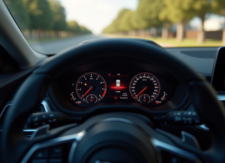 Tableau de bord moderne avec voyant ASR allumé dans une voiture