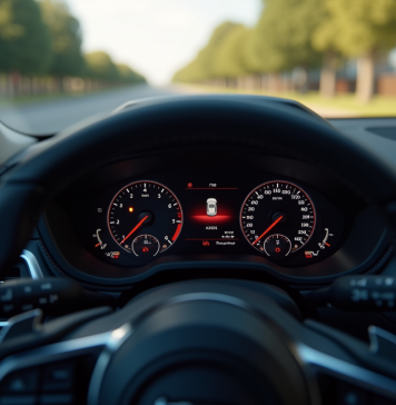 Tableau de bord moderne avec voyant ASR allumé dans une voiture