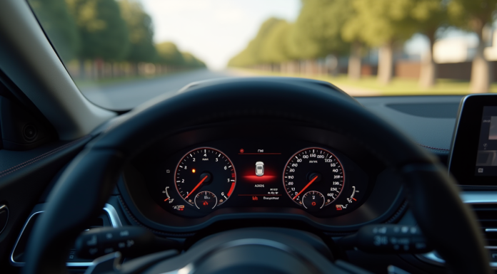 Tableau de bord moderne avec voyant ASR allumé dans une voiture